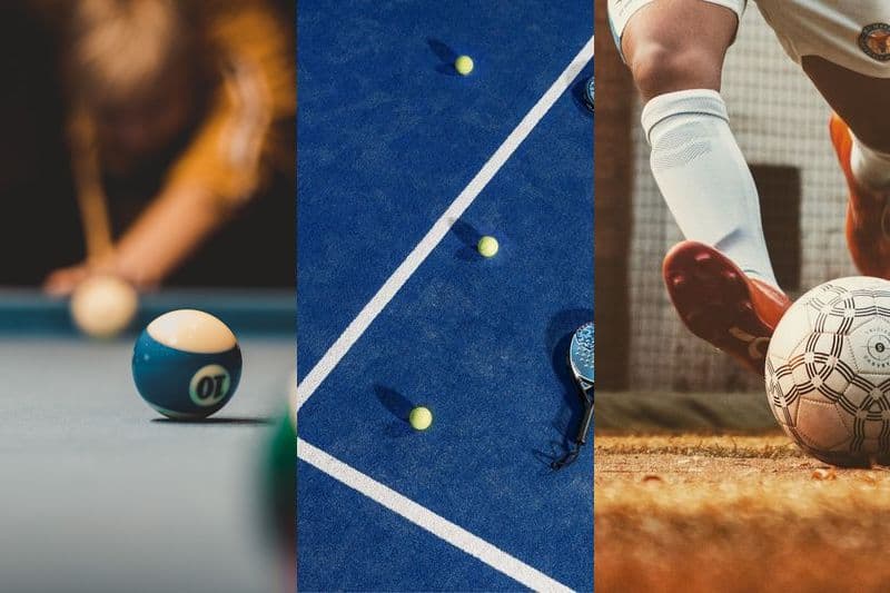 Kolase billiard, padel, dan futsal